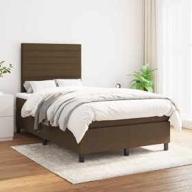 Cama box spring con colchón tela marrón oscuro 120x200 cm de , Camas y somieres - Ref: Foro24-3141844, Precio: 423,40 €, Desc...