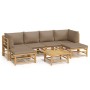 Set de muebles de jardín 7 piezas bambú y cojines gris taupe de , Conjuntos de jardín - Ref: Foro24-3155133, Precio: 677,52 €...