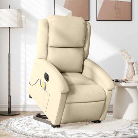 Sillón de masaje eléctrico reclinable elevable tela crema en Sillones | Comprar online en Foru.es