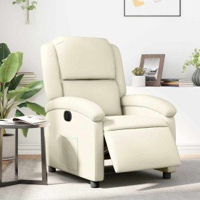 Sillón reclinable eléctrico de cuero sintético crema en Sillones | Comprar online en Foru.es