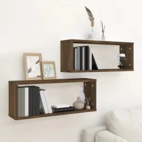Estantes cúbicos de pared 2 uds madera roble marrón 60x15x23 cm de , Estantes y estanterías - Ref: Foro24-815930, Precio: 25,...