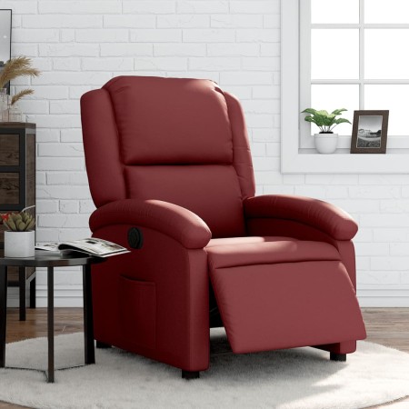 Sillón reclinable eléctrico de cuero sintético rojo tinto en Sillones | Comprar online en Foru.es