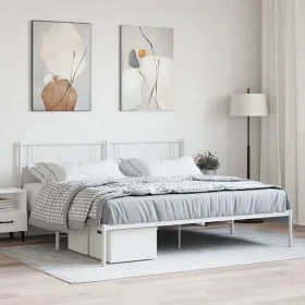Metal bed frame with white headboard 193x203 cm by , Beds and slatted bases - Ref: Foro24-372332, Price: 98,24 €, Discount: %