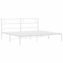 Estructura de cama de metal con cabecero blanco 193x203 cm de , Camas y somieres - Ref: Foro24-372332, Precio: 99,67 €, Descu...
