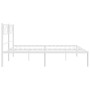 Estructura de cama de metal con cabecero blanco 193x203 cm de , Camas y somieres - Ref: Foro24-372332, Precio: 99,67 €, Descu...