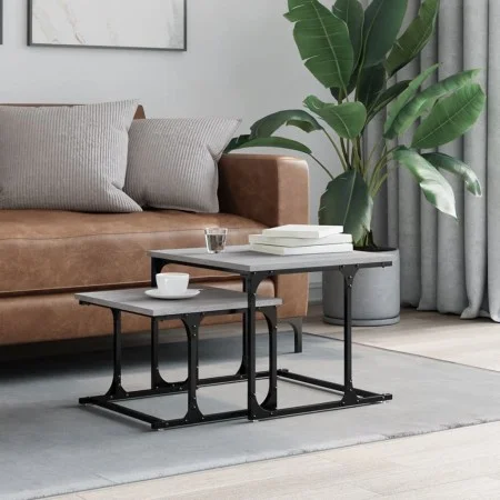 Stackable coffee table set, 2 pieces, engineered wood, Sonoma gray by , Coffee table - Ref: Foro24-833371, Price: 43,61 €, Di...