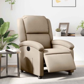 Sillón reclinable eléctrico de cuero sintético color capuchino en Sillones | Comprar online en Foru.es