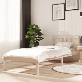 Estructura de cama madera maciza 75x190 cm de , Camas y somieres - Ref: Foro24-814844, Precio: 86,39 €, Descuento: %