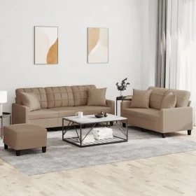 Set von Sofas mit Kissen 3 Stück Kunstleder Cappuccino von , Sofas - Ref: Foro24-3201397, Preis: 529,83 €, Rabatt: %
