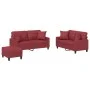 Juego de sofás con cojines 3 piezas cuero sintético rojo tinto de , Sofás - Ref: Foro24-3201376, Precio: 524,05 €, Descuento: %