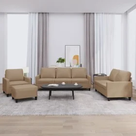 4-piece sofa set with cappuccino synthetic leather cushions by , Sofas - Ref: Foro24-3201407, Price: 611,33 €, Discount: %