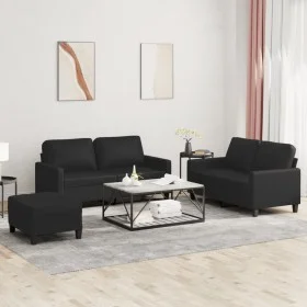 Set Sofas mit Kissen 3 Stück Kunstleder schwarz von , Sofas - Ref: Foro24-3201413, Preis: 440,94 €, Rabatt: %
