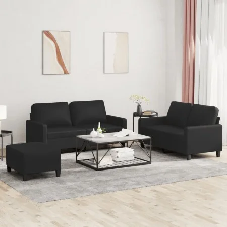 Set Sofas mit Kissen 3 Stück Kunstleder schwarz von , Sofas - Ref: Foro24-3201413, Preis: 440,94 €, Rabatt: %