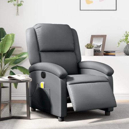 Sillón de masaje reclinable eléctrico cuero sintético gris en Sillones | Comprar online en Foru.es