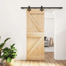Puerta corredera con herrajes madera maciza de pino 70x210 cm de , Puertas - Ref: Foro24-3203122, Precio: 179,72 €, Descuento: %