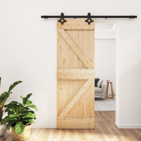 Puerta corredera con herrajes madera maciza de pino 70x210 cm de , Puertas - Ref: Foro24-3203136, Precio: 177,72 €, Descuento: %