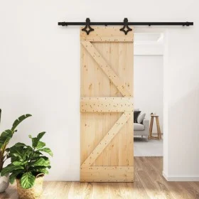 Puerta corredera con herrajes madera maciza de pino 70x210 cm de , Puertas - Ref: Foro24-3203136, Precio: 174,05 €, Descuento: %