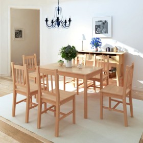 Conjunto de comedor 7 piezas madera de pino de vidaXL, muebles para cocinas y comedores - Ref: Foro24-242960, Precio: 460,85 ...