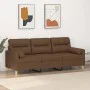 Sofá de 3 plazas con cojines tela marrón 180 cm de , Sofás - Ref: Foro24-3200832, Precio: 269,26 €, Descuento: %