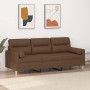 Sofá de 3 plazas con cojines tela marrón 180 cm de , Sofás - Ref: Foro24-3200832, Precio: 273,56 €, Descuento: %