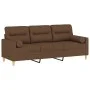 Sofá de 3 plazas con cojines tela marrón 180 cm de , Sofás - Ref: Foro24-3200832, Precio: 269,26 €, Descuento: %