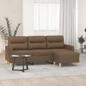 Sofá de 3 plazas con taburete de tela marrón 180 cm de , Sofás - Ref: Foro24-3201076, Precio: 299,72 €, Descuento: %