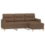 Sofá de 3 plazas con taburete de tela marrón 180 cm de , Sofás - Ref: Foro24-3201076, Precio: 299,72 €, Descuento: %