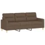 Sofá de 3 plazas con taburete de tela marrón 180 cm de , Sofás - Ref: Foro24-3201076, Precio: 299,72 €, Descuento: %