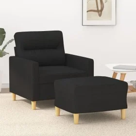 Sillón con taburete tela negro 60 cm de , Sofás - Ref: Foro24-3201069, Precio: 184,55 €, Descuento: %