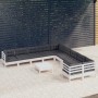 Muebles de jardín 11 pzas y cojines blanco madera de pino de , Conjuntos de jardín - Ref: Foro24-3097014, Precio: 945,34 €, D...