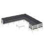 Muebles de jardín 11 pzas y cojines blanco madera de pino de , Conjuntos de jardín - Ref: Foro24-3097014, Precio: 945,34 €, D...