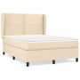 Cama box spring con colchón tela color crema 140x190 cm de , Camas y somieres - Ref: Foro24-3127882, Precio: 469,31 €, Descue...