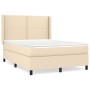 Cama box spring con colchón tela color crema 140x190 cm de , Camas y somieres - Ref: Foro24-3131350, Precio: 464,18 €, Descue...