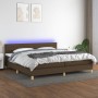 Cama box spring con colchón LED tela marrón oscuro 200x200 cm de , Camas y somieres - Ref: Foro24-3133824, Precio: 604,43 €, ...