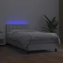 Box spring bed and LED mattress white synthetic leather 80x200 cm by , Beds and slatted bases - Ref: Foro24-3134190, Price: 3...