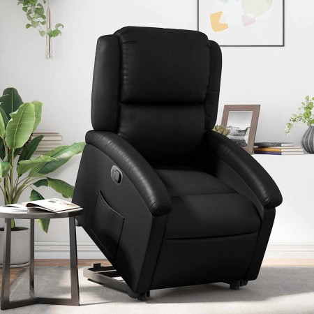 Sillón reclinable elevable cuero artificial negro en Sillones | Comprar online en Foru.es