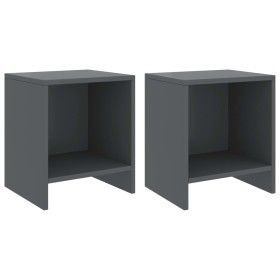 Mesitas de noche 2 uds madera de pino gris oscuro 35x30x40 cm de vidaXL, Mesitas de noche - Ref: Foro24-322244, Precio: 51,90...