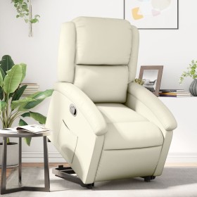 Sillón reclinable elevable cuero artificial color crema en Sillones | Comprar online en Foru.es