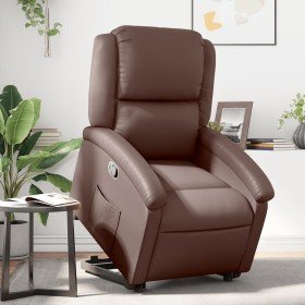 Sillón reclinable elevable cuero sintético marrón en Sillones | Comprar online en Foru.es
