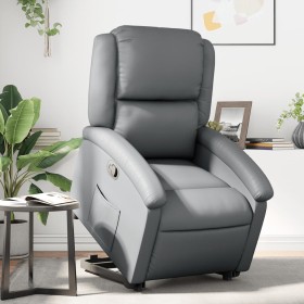 Sillón reclinable elevable cuero artificial gris en Sillones | Comprar online en Foru.es