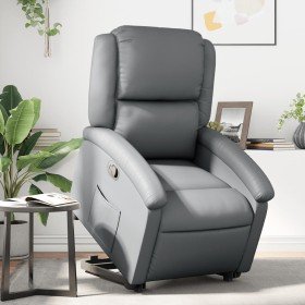 Sillón reclinable elevable cuero artificial gris en Sillones | Comprar online en Foru.es
