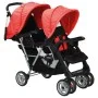 Carrito para 2 niños tandem de acero rojo y negro de vidaXL, Cochecitos de bebé - Ref: Foro24-10111, Precio: 207,41 €, Descue...