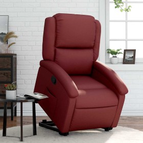 Sillón reclinable elevable cuero artificial rojo tinto en Sillones | Comprar online en Foru.es