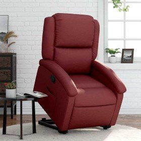 Sillón reclinable elevable cuero artificial rojo tinto en Sillones | Comprar online en Foru.es