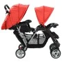 Carrito para 2 niños tandem de acero rojo y negro de vidaXL, Cochecitos de bebé - Ref: Foro24-10111, Precio: 207,41 €, Descue...