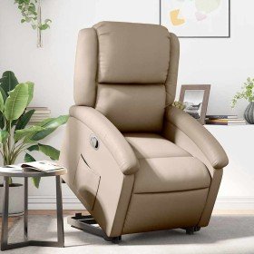 Sillón reclinable elevable cuero artificial color capuchino en Sillones | Comprar online en Foru.es