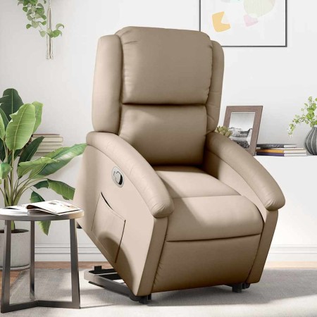 Sillón reclinable elevable cuero artificial color capuchino en Sillones | Comprar online en Foru.es