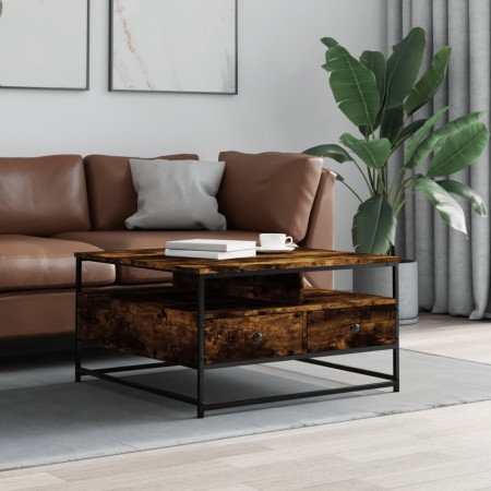 Mesa de centro madera de ingeniería roble ahumado 80x80x45 cm de , Mesas de centro - Ref: Foro24-835291, Precio: 84,13 €, Des...
