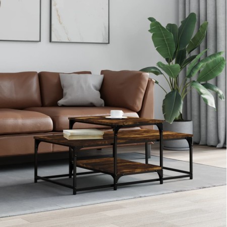 Mesa de centro madera de ingeniería roble ahumado 102x60x45 cm de , Mesas de centro - Ref: Foro24-835316, Precio: 45,65 €, De...