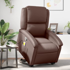 Sillón reclinable de masaje de pie de cuero sintético marrón en Sillones | Comprar online en Foru.es